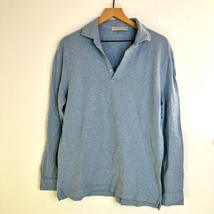 Mens Long Sleeve Polo in Light Blue by Ermenegildo Zegna